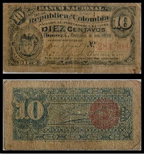 Colombia centavos 1893 - 10,